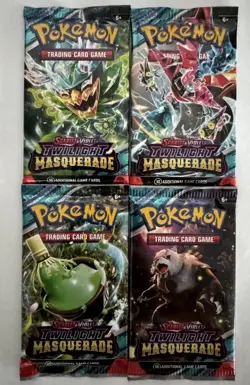 (Lot of 4) Pokemon Scarlet & Violet: Twilight Masquerade Booster Pack Rand Art - Image 1