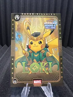 Loki (Pikachu) #E12 - Gold Holo - Heros & Villains Flash Edition Pokemon - Image 1