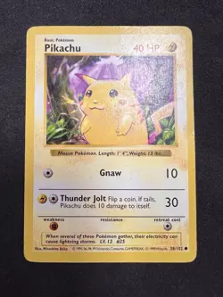 Pikachu 58/102 Red Cheeks - Pokemon Base Set Shadowless - Vintage WOTC HP - Image 1