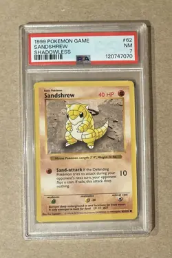 1999 Pokemon Base Set Sandshrew Card #62 PSA 7 - Image 1