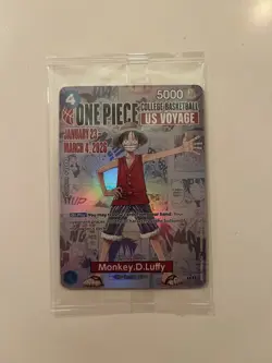 One Piece Card Game Monkey D. Luffy US Voyage Promo Sealed College Basketball - Image 1