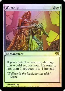 9th Edition MTG FOIL Worship Magic - Image 1