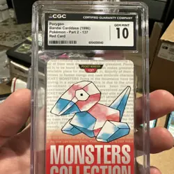 1996 POKEMON CARDDASS VENDING RED CGC 10 GEM PORYGON JAPANESE BANDAI # 137 - Image 1