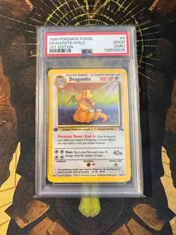 Pokemon Dragonite 4/62 Fossil 1st Edition Vintage Holo PSA 2 - Image 1