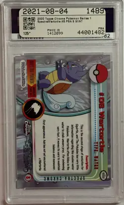 Pokemon 2000 Topps Chrome Wartortle Spectra PSA 9 Mint #8 - Image 2