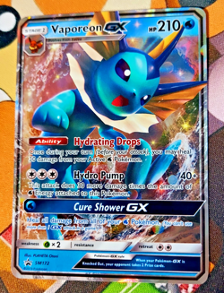 Pokemon TCG Vaporeon GX SM Black Star Promo Card SM172 Holo - LP - Image 1