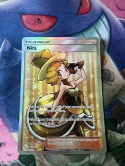Nita Full Art Trainer - 180/181 - Team Up Sun & Moon Pokemon Card NM- - Image 1