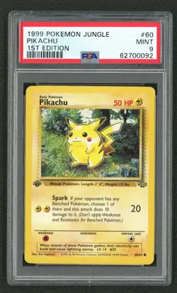 1999 POKEMON JUNGLE 60 PIKACHU 1ST EDITION PSA MINT 9 - Image 1