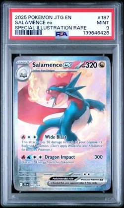 2025 POKEMON JTG EN-JOURNEY TOGETHER #187 SALAMENCE EX PSA 9 - Image 1