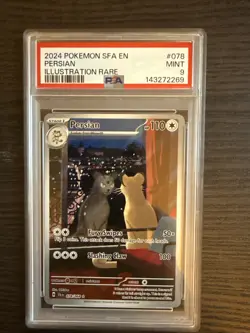 Persian 078/064 Illustration Rare 2024 Pokemon Shrouded Fable PSA 9 Mint - Image 1