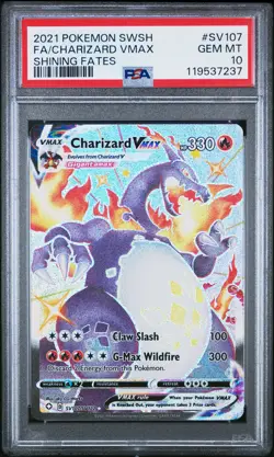 2021 POKEMON SWORD & SHIELD SHINING FATES #SV107 FULL ART/CHARIZARD VMAX PSA 10 - Image 1