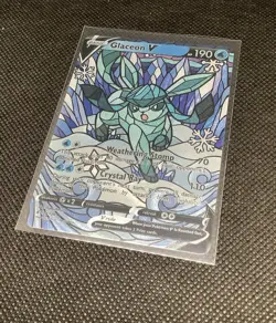 CUSTOM MADE Glaceon Shiny/ Holo Pokemon Card Full/ Alt Art Stained Glass NM A - Image 1