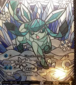 CUSTOM MADE Glaceon Shiny/ Holo Pokemon Card Full/ Alt Art Stained Glass NM A - Image 2