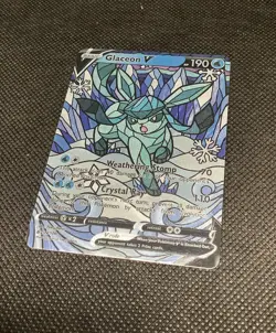 CUSTOM MADE Glaceon Shiny/ Holo Pokemon Card Full/ Alt Art Stained Glass NM A - Image 3