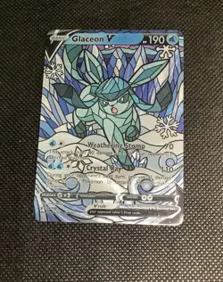CUSTOM MADE Glaceon Shiny/ Holo Pokemon Card Full/ Alt Art Stained Glass NM A - Image 5