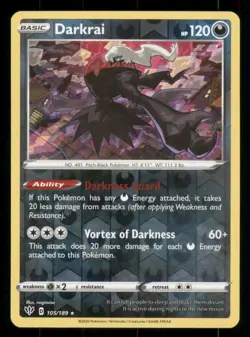Darkrai SWSH03: Darkness Ablaze #105/189 Reverse Holo Pokemon LP - Image 1