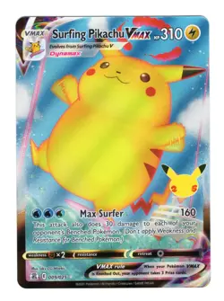 Surfing Pikachu VMAX Ultra Rare Celebrations 009/025 Pokemon Card NM - Image 1