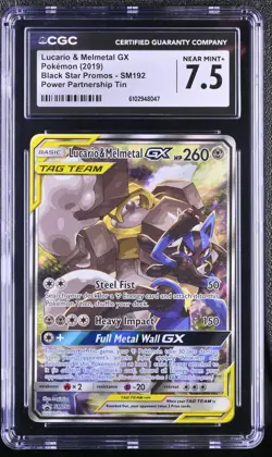 2019 Pokemon Promo Power Partnership Full Art Lucario Melmetal GX #SM192 CGC 7.5 - Image 1