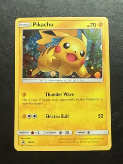 Pikachu SM76 Black Star Promo Cosmos Holo Pokemon Shining Legends Card - Image 1