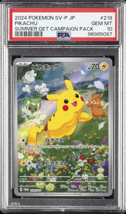 2024 POKEMON JPN SV-P PROMO #218 PIKACHU PSA 10 - Image 1