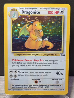 Pokemon TCG 1999 Fossil Dragonite Holo Rare Card Unlimited #4/62 Vintage - Image 2