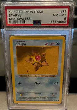 1999 Pokemon Base Set Staryu #65 Shadowless PSA 8 - Image 1