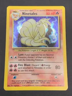 1999 Pokemon NINETALES Base Set BLACK FLAME ERROR Misprint HOLO RARE Card 12/102 - Image 1