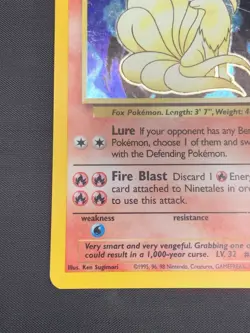 1999 Pokemon NINETALES Base Set BLACK FLAME ERROR Misprint HOLO RARE Card 12/102 - Image 4