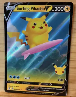 Pokemon Pikachu TCG Surfing v Celebrations Holo Ultra Rare Card 008/025 - Image 1