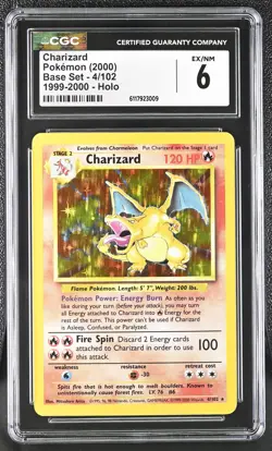 CGC 6 1999-2000 4th Print Charizard Base Set 4/102 Holo Pokemon Card - Image 1