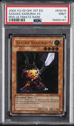 2004 YU-GI-OH! RDS-RISE OF DESTINY 1ST ED-ULTIMATE RARE SASUKE SAMURAI #4 PSA 9 - Image 1