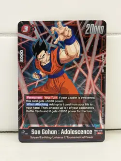 Son Gohan : Adolescence FB02-018 SR Dragon Ball Blazing Aura Foil Card - NM - Image 1