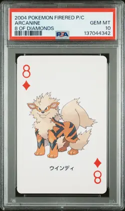 Pokemon FireRed Arcanine 8 of Diamonds Playing Poker Card 2004 PSA 10 GEM MINT - Image 1