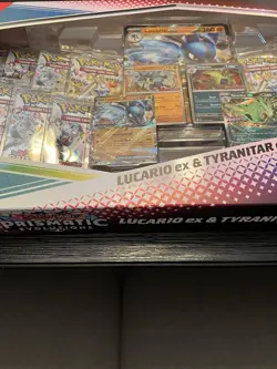 Pokemon Prismatic Evolutions Lucario Ex & Tyranitar Ex Collection Sams Club - Image 5