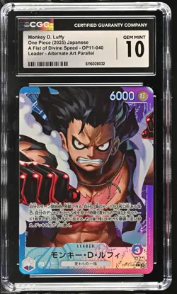 Monkey D. Luffy #OP11-040 Japanese One Piece Divine Speed CGC 10 Gem Mint A3 - Image 1