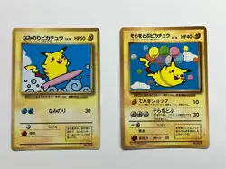 Pokemon Card Surfing Pikachu Flying Pikachu Old Back japanese - Image 1