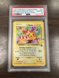 Pikachu ~ 2021 Pokemon PSA Gem Mint 10 Card #24 Birthday Celebrations Black Star - Image 1