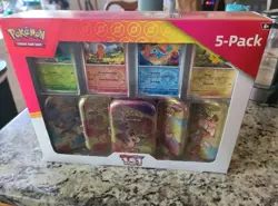 POKEMON Scarlet & Violet - 151 (5-Pack) Mini Tins w/ 4 Promos Costco Bundle - Image 1
