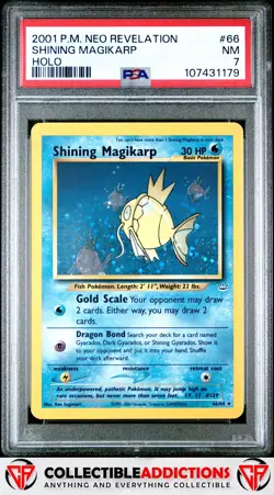 2001 Pokemon Neo Revelation #66 Shining Magikarp Holo Swirl PSA 7 - Image 1