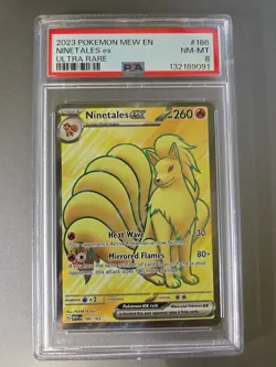 PSA 8 GEM MINT Ninetales EX 186/165 Ultra Rare Scarlet & Violet Pokemon 151⭐ - Image 1