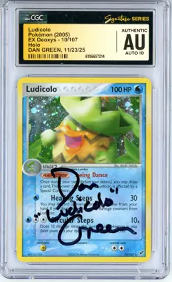 CGC Authentic Auto 10 Signed Dan Green Pokemon TCG Ludicolo 10/107 Deoxys Holo - Image 1