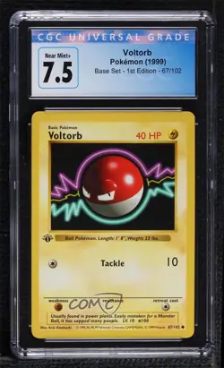 Voltorb Shadowless 1st Ed. Pokemon Base Set CGC 7.5 1999 - Image 1