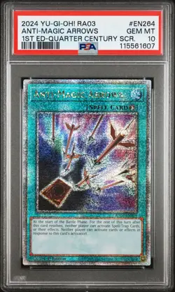 2024 Yu-Gi-Oh Anti-Magic Arrows RA03-EN264 Quarter Century SR PSA 10 (Aug 25) - Image 1