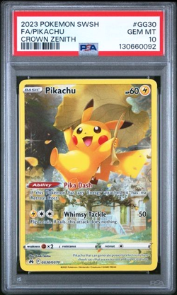 Full Art Pikachu GG30 Pokemon Sword And Shield Crown Zenith NM PSA 10 - Image 1