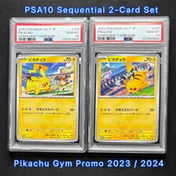 PSA10 Pikachu Gym Promo 120 & 197/SV-P Sequential Set 2023 2024 Japanese Pokemon - Image 1