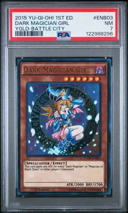 2015 Yu-Gi-Oh! YGLD-ENB03 Dark Magician Girl PSA 7 Battle City Yugi - Image 1