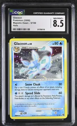 CGC 8.5 Glaceon 2008 Majestic Dawn 5/100 Holo Pokemon Card - Image 1