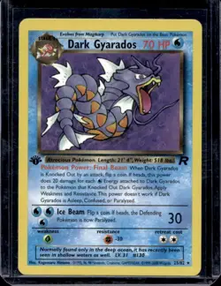 Pokemon Card: Team Rocket 1st Edition Rare Non-Holo : Dark Gyarados 25/82 - Image 1