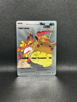 Charizard & Pikachu VMAX Tag Team Silver Foil Card - Image 1