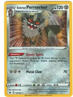 Galarian Perrserker 128/202 Sword & Shield Holo Rare Pokemon TCG - Image 1